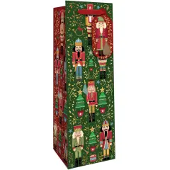 Pack/6: Sparkling Nutcracker Wine Bag - 4-1/2 x 4-1/2 x 14"