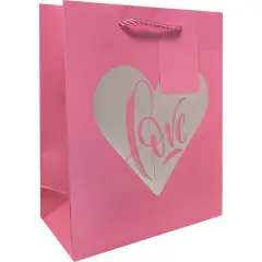 Pack/6: Love Heart Gift Bag - 8 x 4 x 10"