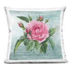 Stupell Industries Pink Dahlia over Rustic Decorative Printed Pillow design by Susan Arnot, 18 x 7 x 18