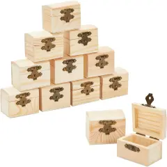 12 Pack Small Wooden Boxes with Hinged Lid,
