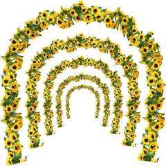 6Pcs Artificial Sunflower Garland &ndash; 7.5ft Silk Sunflower Hanging Vines with Green Leaves for Summer Home, Wedding, Party, and Garden Table Decor