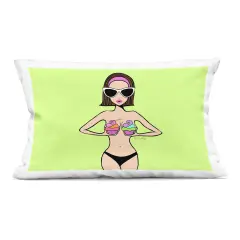 Stupell Industries Glam Summer Gal & Cupcakes Decorative Printed Pillow design by Katie Conley, 14 x 7 x 20