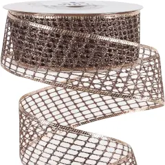 Brown Netting Ribbon Sparkling Glamour Netted Ribbon Brown Wired Ribbon by 10 Yards Roll Brown Wired Mesh Ribbon