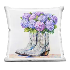 Stupell Industries Hydrangea Filled Cowgirl Boots Decorative Printed Pillow design by Amanda Greenwood, 18 x 7 x 18