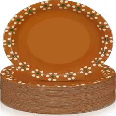 Platos De Barro Mexicanos Mexican Paper Plates Mexican Dinnerware Terracotta Flower Clay Pottery Plates Party Supplies Birthday Wedding Party Decorations(9 Inch,50 Pcs)