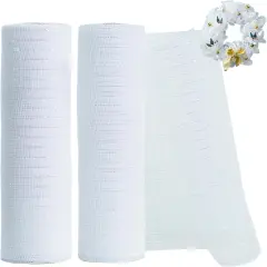 White Decorative Mesh Ribbbon Rolls, Fabric Mesh with Foil