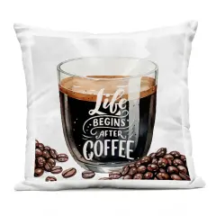 Stupell Industries Life Begins After Coffee Outdoor Printed Pillow design by Kim Allen, 18 x 7 x 18