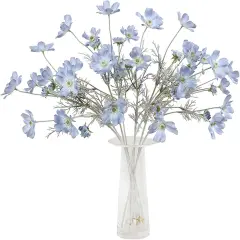 2 Pcs Artificial Fake Flowers Plants Cosmos Silk Flower Arrangements Wedding Bouquets Decorations Plastic Floral Table Centerpieces for Home Kitchen Garden Party Decor Approx 23.6'' High - Light Blue