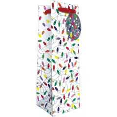 Pack/6: Christmas Lights White Wine Bag - 4-1/2 x 4-1/2 x 14"