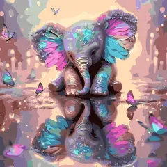 Elephant Paint by Numbers Kit for Adults Beginner,DIY Elephant Paint by Numbers for Adults,Easy Canvas Without Frame Home Wall Decor 16 x 16 in