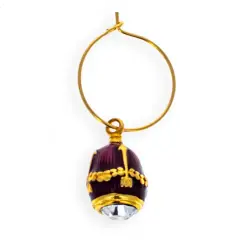 Purple Guilloche Royal Egg Wine Glass Charm