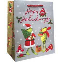 Pack/6: Festive Frogs Gift Bag - 8 x 4 x 10"