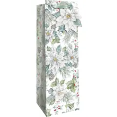 Pack/6: Snowdrift Floral Wine Bag - 4-1/2 x 4-1/2 x 14"