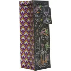Pack/6: Le Vin et Fromage Wine Bag - 4-1/2 x 4-1/2 x 14"