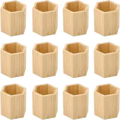 12 Pieces 4 Inch Wooden Crate Pen Holder