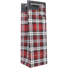 Pack/6: Authentic Plaid Wine Bag - 4-1/2 x 4-1/2 x 14"