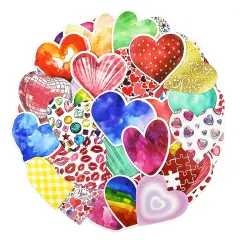 Wrapables Waterproof Vinyl Stickers for Water Bottles, Laptop, Phones, Skateboards, Decals for Teens, 100pcs, Love Hearts
