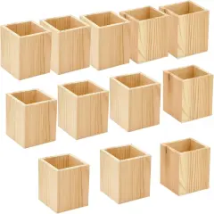 12 Pack Wood Crates Pen hlolder Unfinished Wooden Pencil Holder