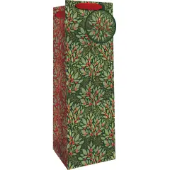 Pack/6: Holly Tapestry Wine Bag - 4-1/2 x 4-1/2 x 14"