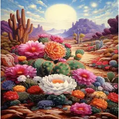 Diamond Painting Kits for Adults, 5D DIY Diamond Art Kits for Beginners, Full Drill Diamond Painting Kits for Home Wall Decor, Desert Cactus Flowers, 12x16 Inch