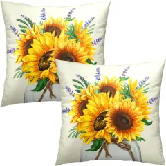 Nature Summer Flower Vase Floral Decorative Square Pillowcases for Couch Sofa Bench Living Room Bedroom Decoration