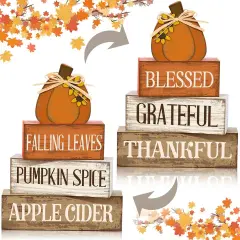 4 Pcs Fall Thanksgiving Tabletop Sign Decor