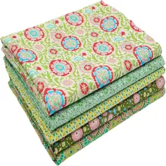 Green Fat Quarters Fabric Bundles, Precut Cotton Fabric Squares,18 x 22 inches, Green