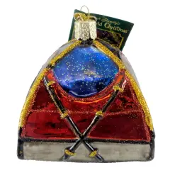 Old World Christmas 2.75 In Dome Tent Christmas Tree Ornament , Christmas Decor Ornament Camping Sleeping Multicolored