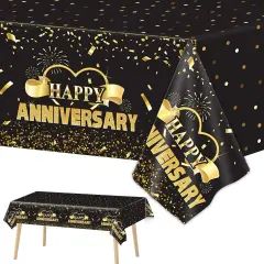 3 Pack Happy Anniversary Tablecloth Disposable Anniversary Party Decorations