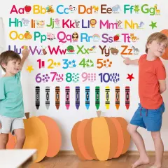 Animal Alphabet Numbers Wall Decals - 6 Sheets