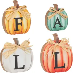 4 PCS Fall Pumpkin Wooden Signs Table Decoration