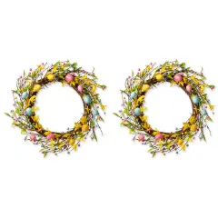 Set of 2 22"D Easter Decor Egg Wreaths Yellow *2