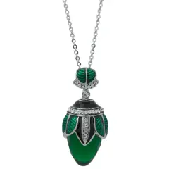 Regal Raindrop: Green Crystal Water Drop Egg Pendant Necklace