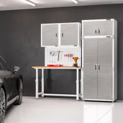 Seville Classics UltraHD Height Adjustable Workbench, 60" W x 24" D x 28.5" to 42"H White