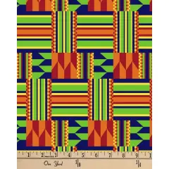 African Kente Squares Cotton Fabric | By the Yard | Sewing and Crafting | 44 inches wide