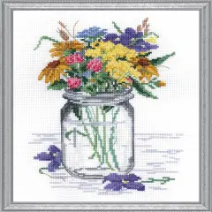Janlynn 017-0112 "Wildflower Jar Counted Cross Stitch Kit