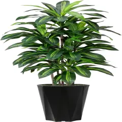 Artificial Dracaena Tree 5FT - Faux Plant with Black Diamond Planter - Tall Fake Tropical Yucca Floor Plant Potted - Artificial Silk Tree for Home Office Living Room Decor Indoor