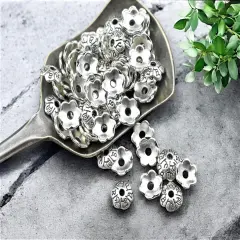 *250* 6mm Antique Silver Bead Caps