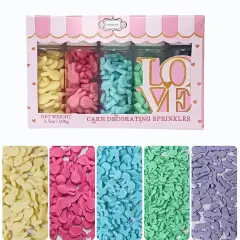 Assorted pack of 5 Parrot Green, Yellow, Pink and Sky Blue Easter Bunny I Cookies, Desserts & cupcake Decorating | Edible Sprinkles Mix for Baking & Cake Decorative