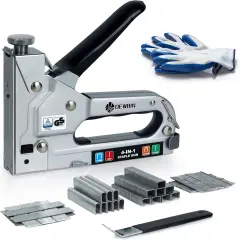 Upholstery Staple Gun Heavy Duty, 4 in 1 Stapler Gun with 2000 Staples, Remover, Manual Brad Nailer Power Adjustment Stapler Gun for Wood, Upholstery, Carpentry, Decoration DIY Staple Gun