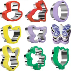 8 Pcs Cookie Cutters, Biscuit and Uncrustable Maker - Bunny, Chick, Butterfly and More Animal Cracker Shapes