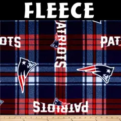 Licensed NFL New England Patriots Plaid Fleece 6464-D Fabric by the Yard