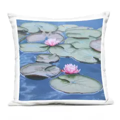 Stupell Industries Blue Pond Lily Reflection Outdoor Printed Throw Pillow Design by Valerie Rogers, 18 x 7 x 18