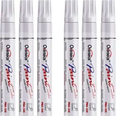 White Paint Markers Pens - Single color 6 Pack Permanent Oil Based Paint Pen, Medium Tip, Quick Dry and Waterproof Marker for Rock, Wood, Fabric, Plastic, Canvas, Glass, Mugs, Canvas, Glass