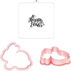 Cookie Cutter and Stencil Set Bundle Easter Bunny Cookie Cutter and Stencil Set - Bunny-Shaped Cookie Cutters with Stencils for Easter Baking, Holiday Decorations, and Party Treats (Easter Bunny)
