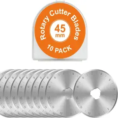 10 Packs 45mm Rotary Cutter Blades 45mm Quilting supplies Rotary Cutter Blades for fabric by, compatible with OLFA,Fiskars,Mr.Pen,DAFA,Truecut etc. Sewing Arts Crafts, Sharp and Durable