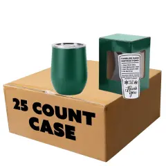 Makerflo 12 oz Powder Coated Wine Tumbler with Leak-Proof Clear Lid, Ideal for Craft and Personalization (Laser Engraving, UV DTF, Epoxy, and Vinyl) Green