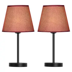 2pcs Vintage Brushed Red Modern Bedside Table Lamp