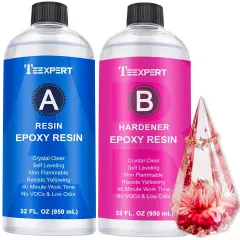 Teexpert Epoxy Resin Crystal Clear: 64OZ Epoxy Resin kit Fast Curing Heat Resistant for Casting Coating Art DIY Craft Jewelry Wood Table Top Flower Preservation- 2 Part(32OZ Resin and 32OZ Hardener)