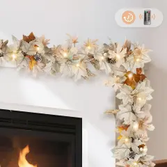 6Ft Autumn Maple Leaf Garlands for Thanksgiving,Fall Leaves Garland with Lights